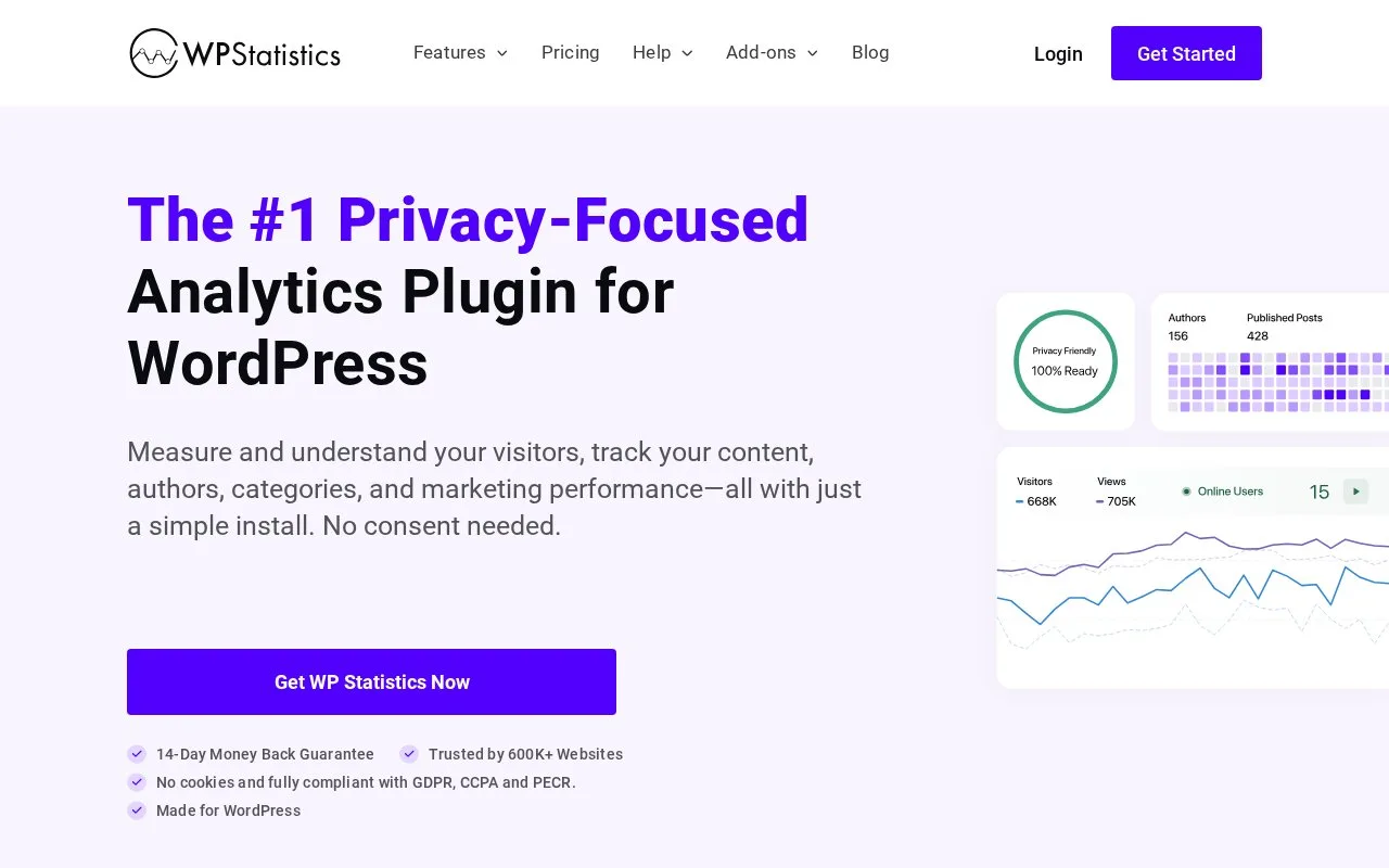 Screenshot of the WP Statistics homepage