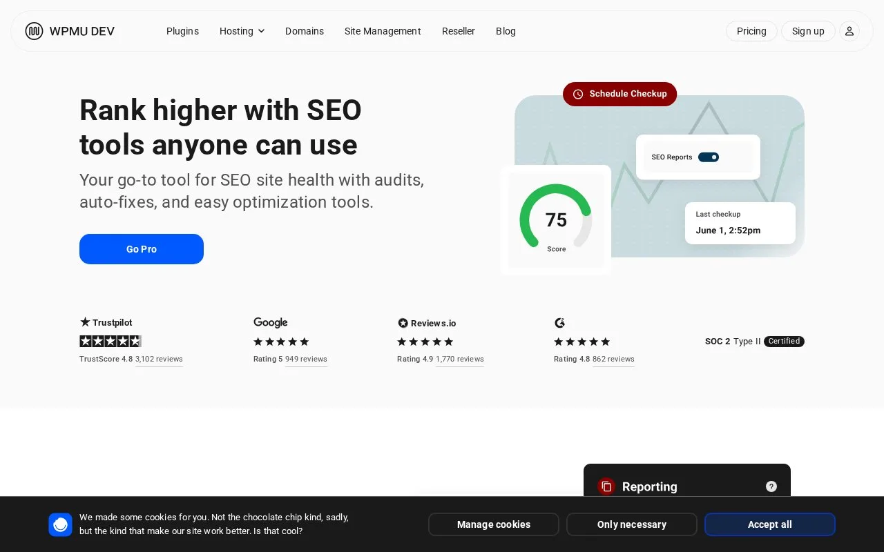 Screenshot of the SmartCrawl homepage