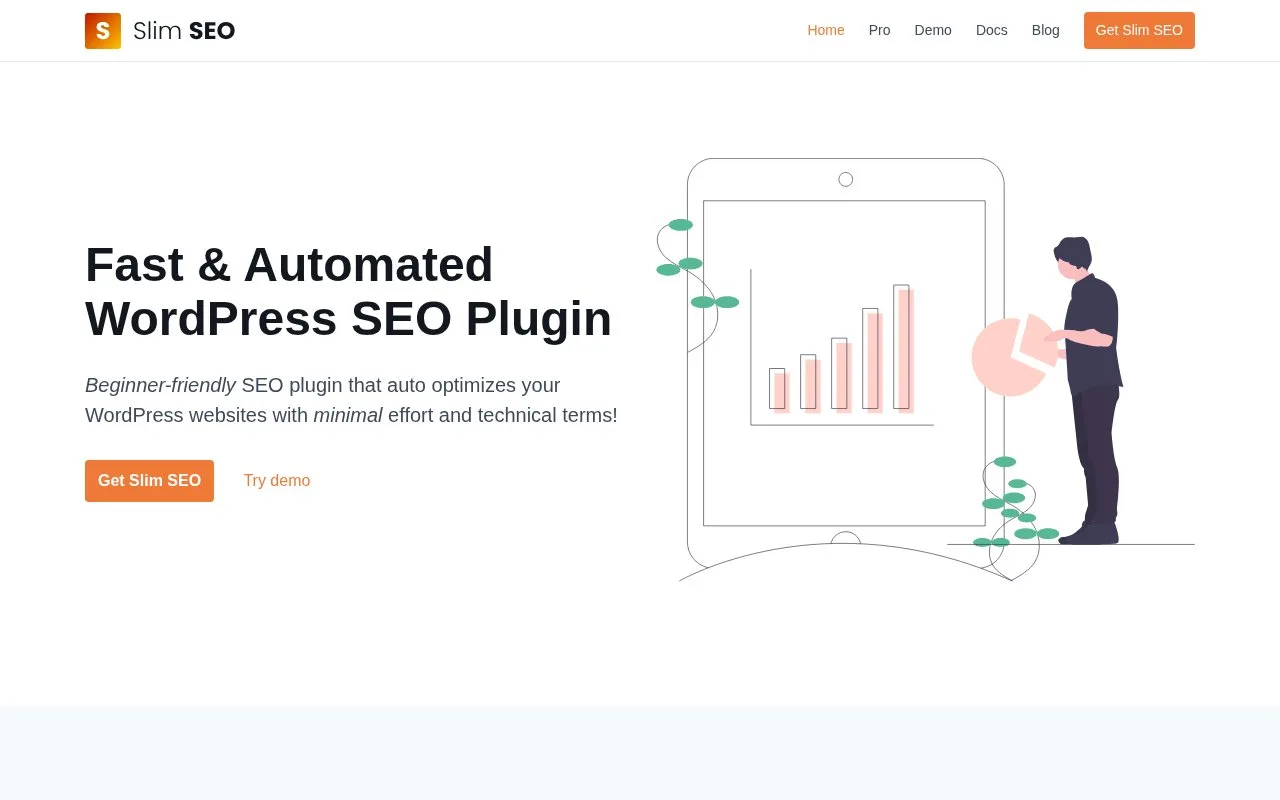 Screenshot of the Slim SEO homepage
