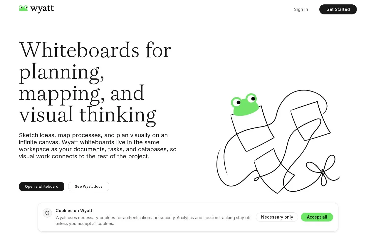 Screenshot of the Wyatt Whiteboards homepage