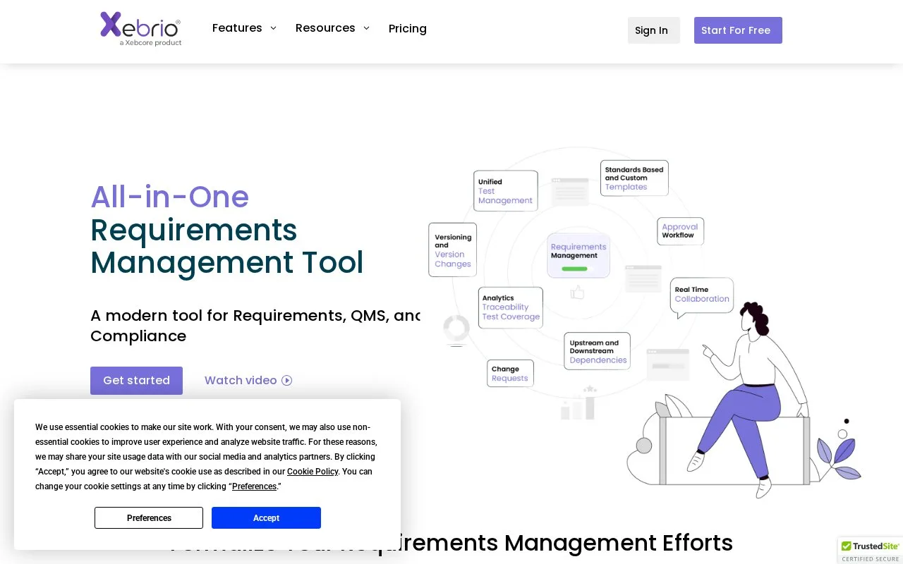 Screenshot of the Xebrio homepage