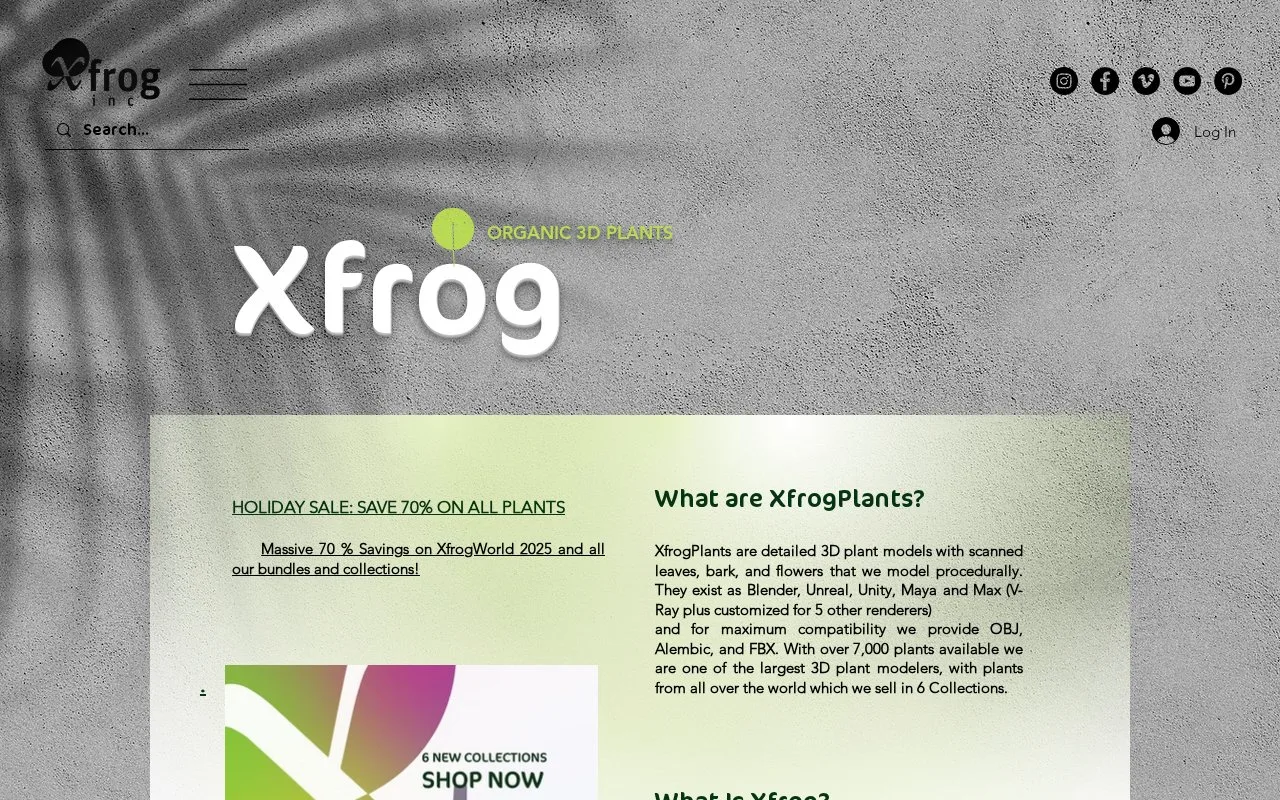 Screenshot of the Xfrog homepage