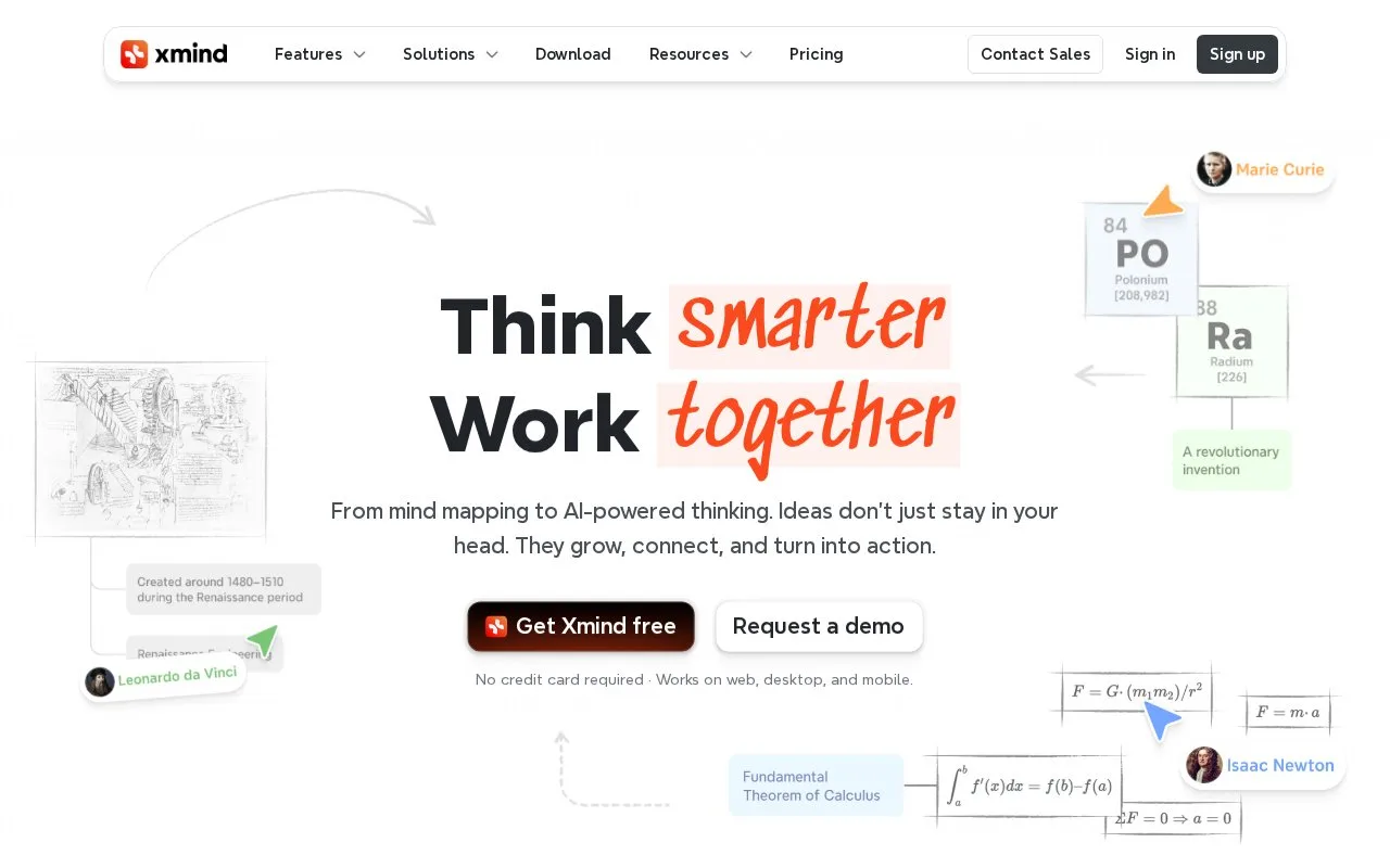 Screenshot of the Xmind homepage