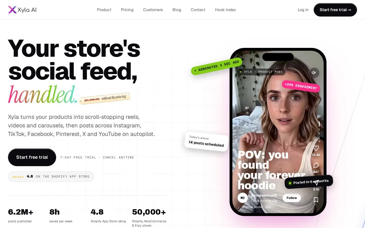 Screenshot of the Xyla homepage