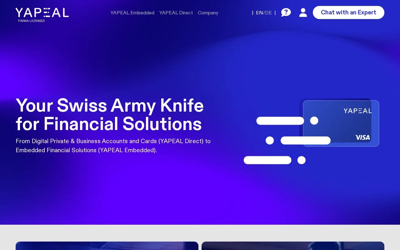 Screenshot of the YAPEAL homepage