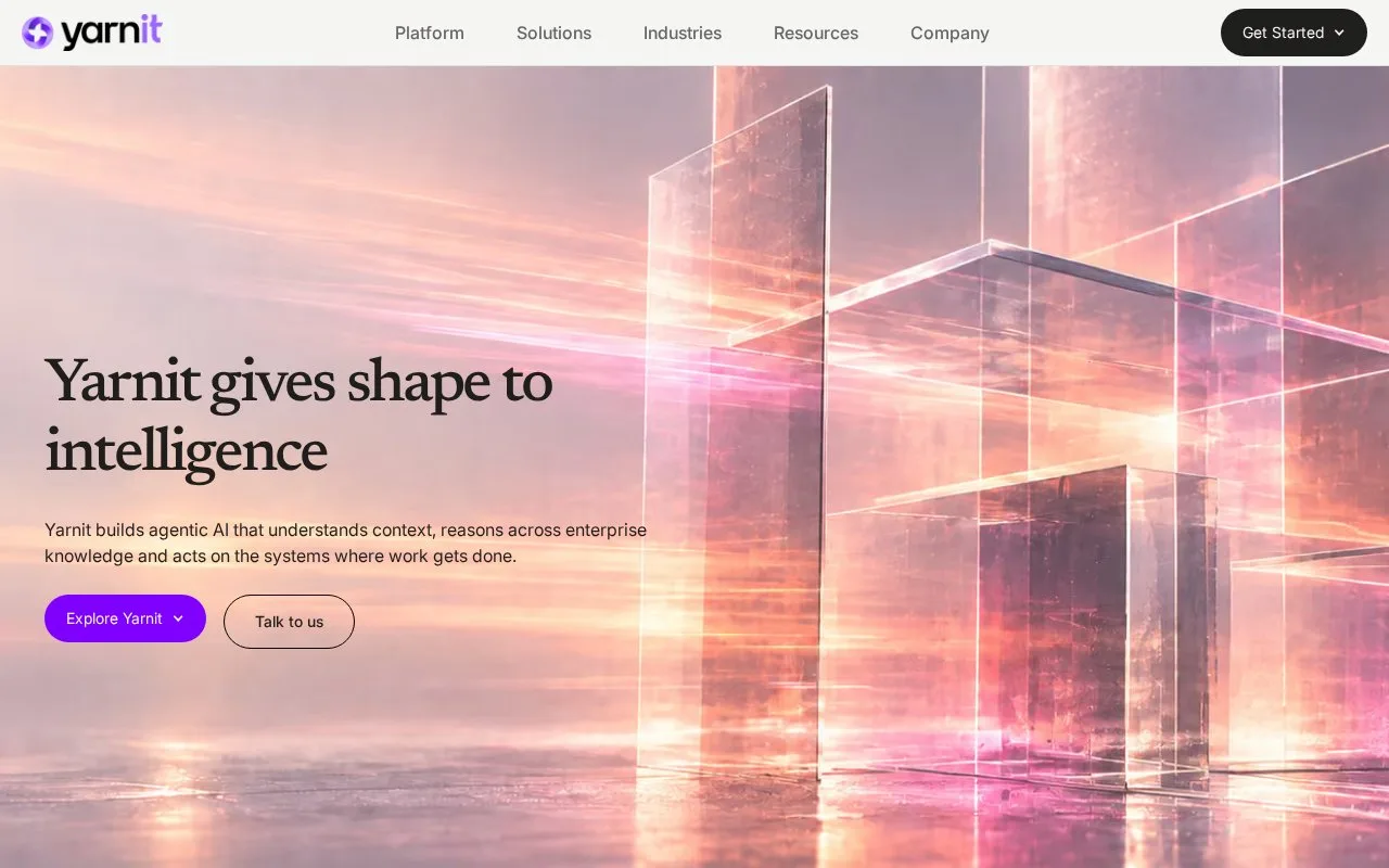Screenshot of the Yarnit homepage