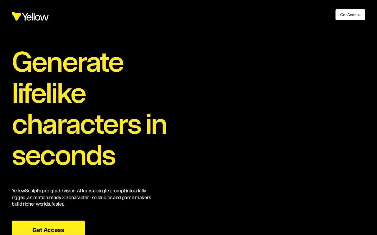 Screenshot of the YellowSculpt homepage