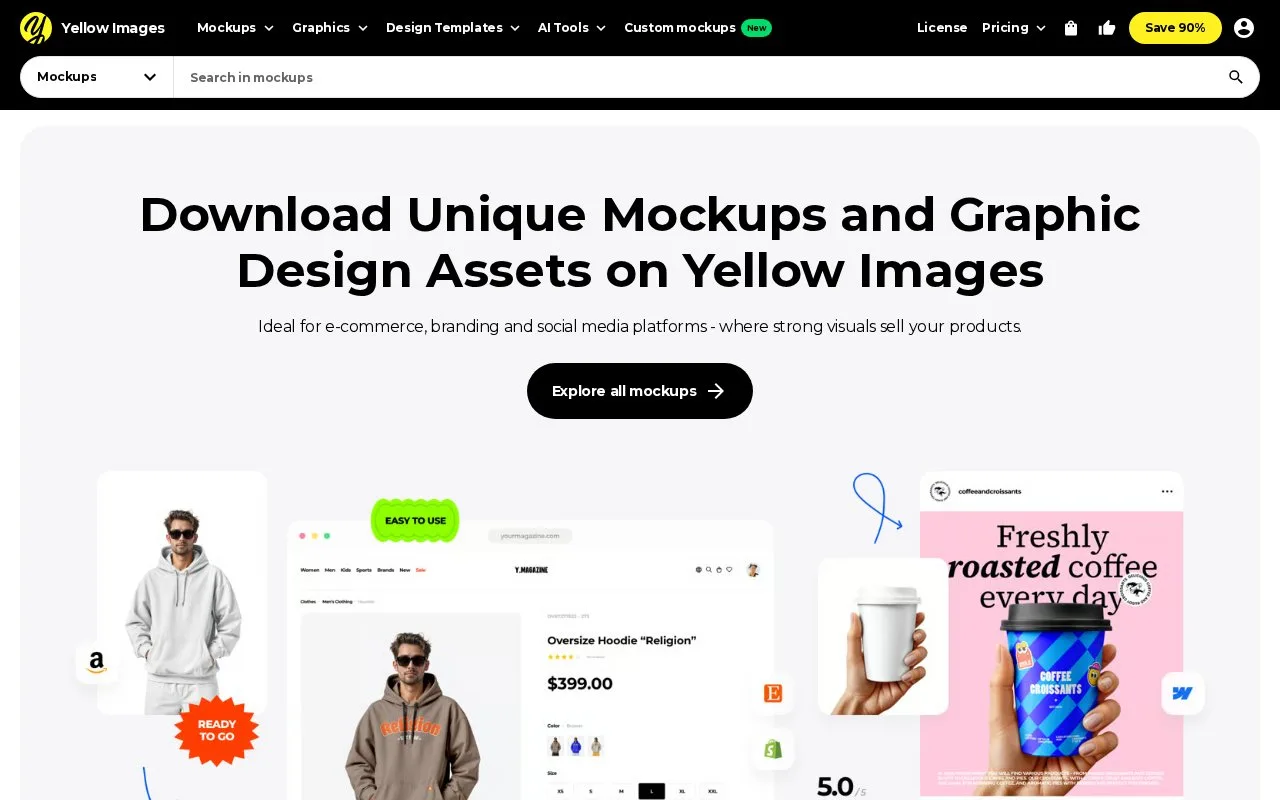 Screenshot of the Yellow Images homepage
