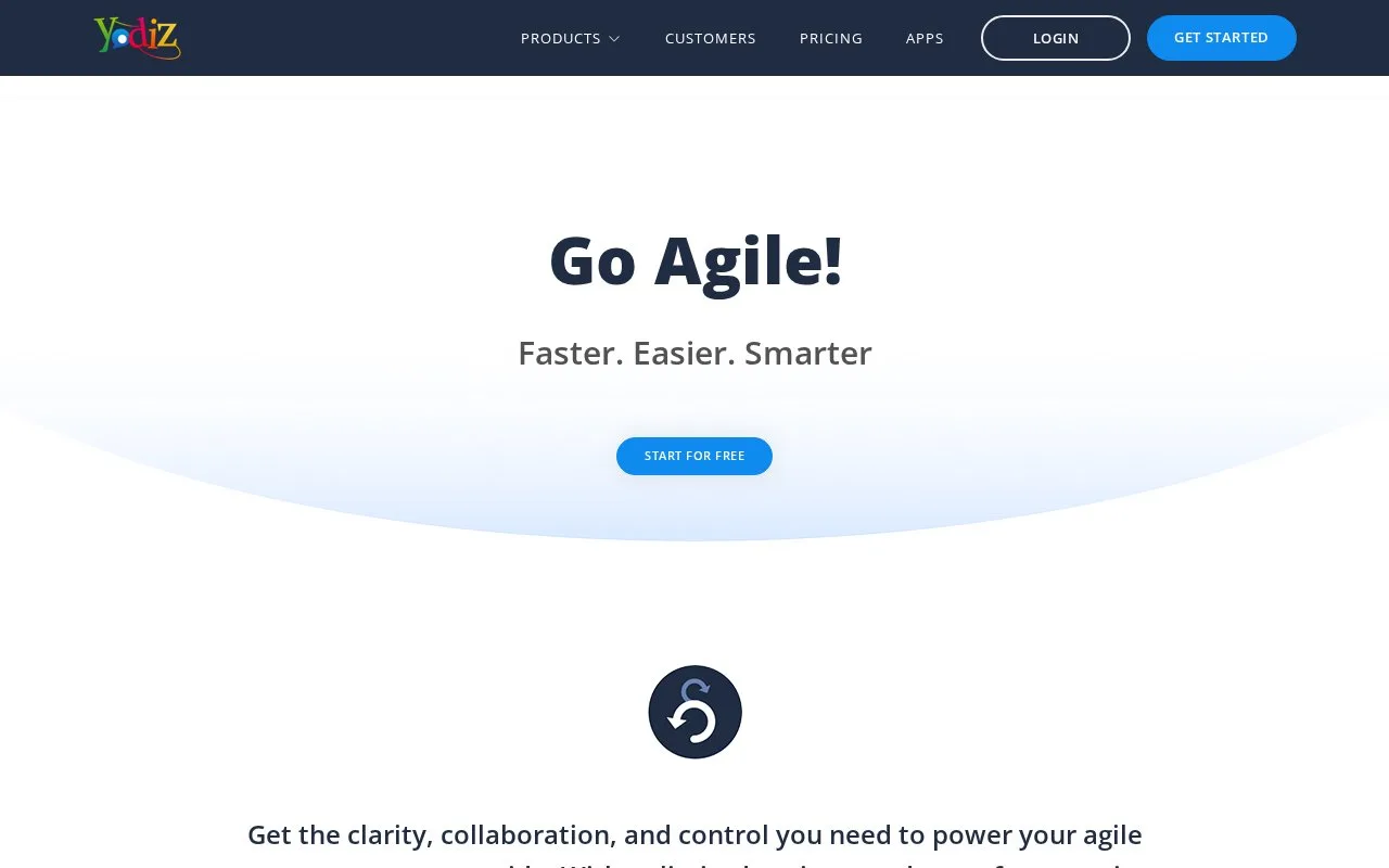 Screenshot of the Yodiz homepage