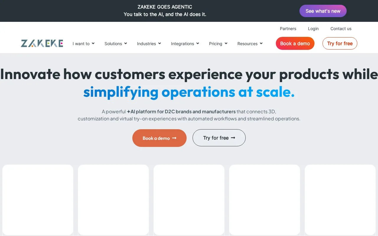 Screenshot of the Zakeke homepage