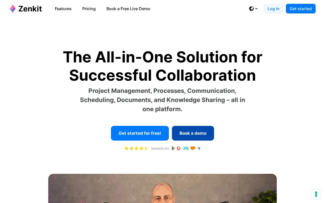 Screenshot of the Zenkit homepage
