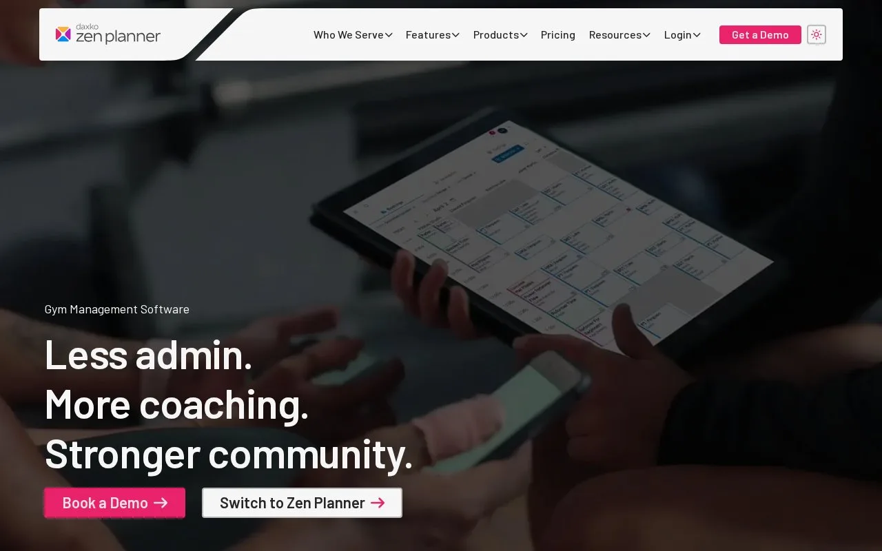 Screenshot of the Zen Planner homepage