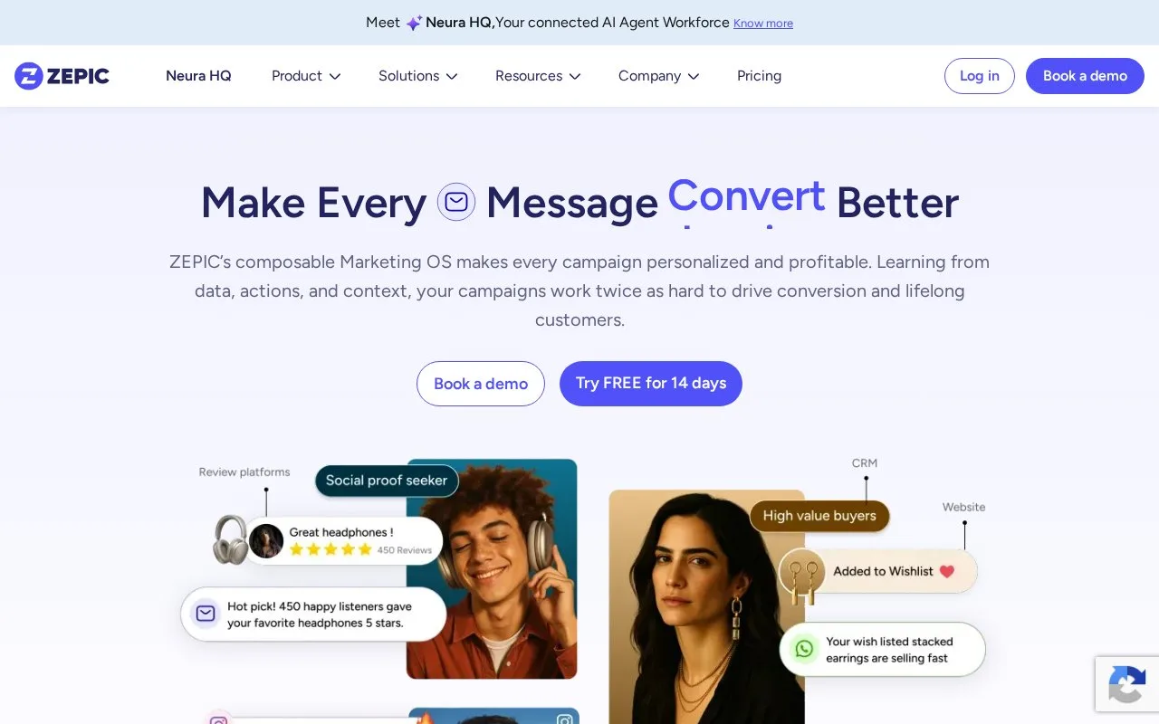 Screenshot of the ZEPIC homepage